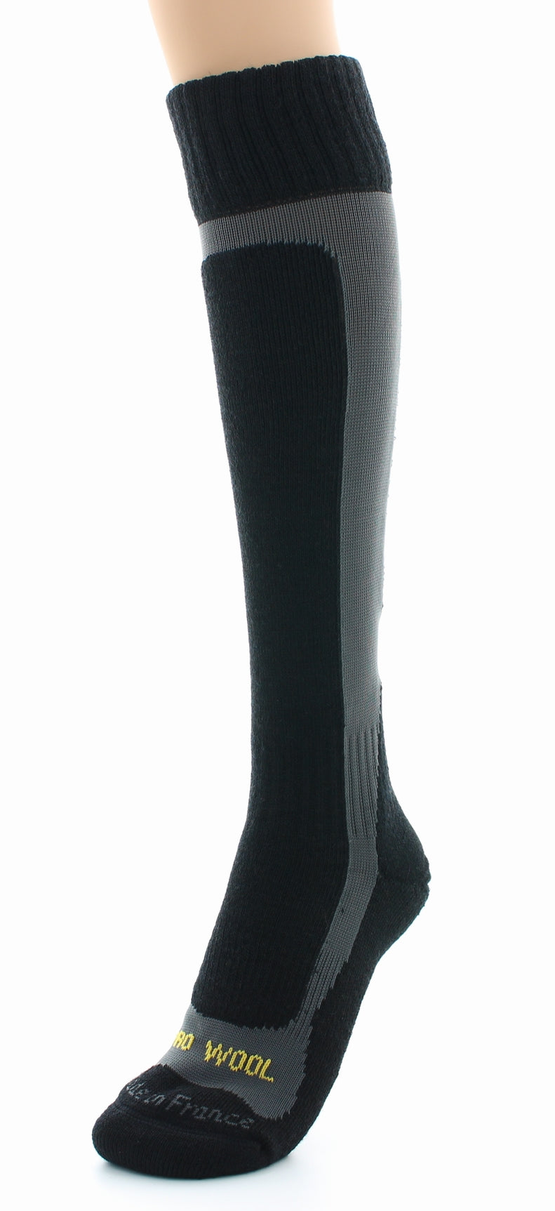 Chaussettes hautes mixtes Pro en laine peignée mélangée NOIR