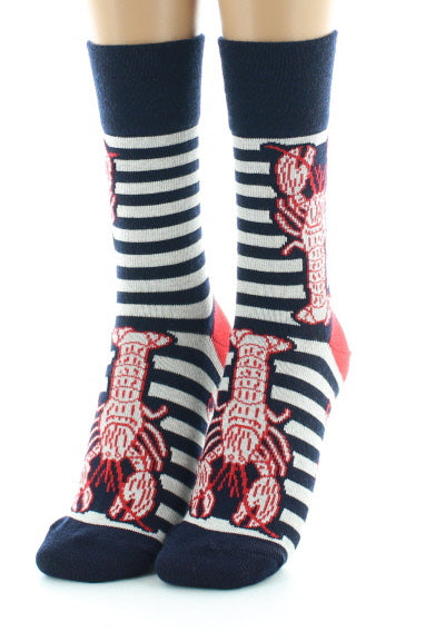 Chaussettes Homard écru rayé marine MARINE RAYE ECRU