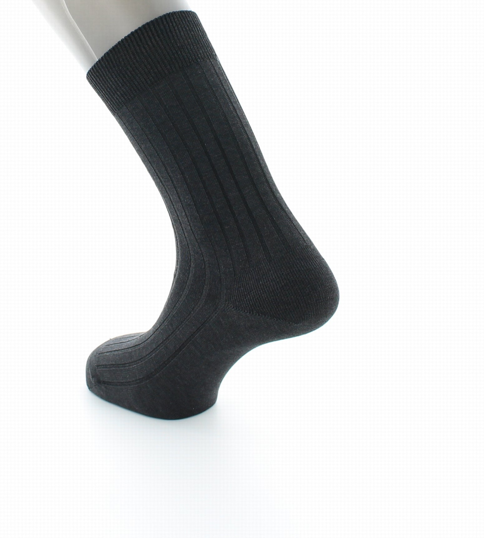 Chaussettes homme à côtes derby en pur coton fil d'Écosse ACIER