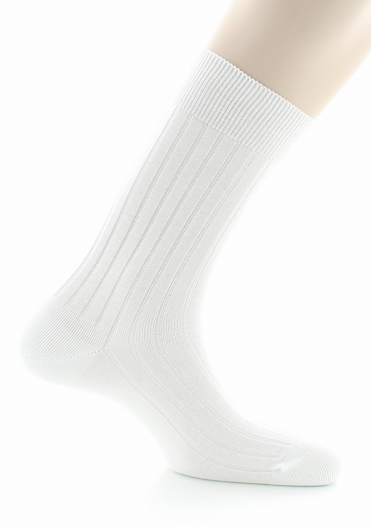 Chaussettes homme à côtes derby en pur coton fil d'Écosse BLANC