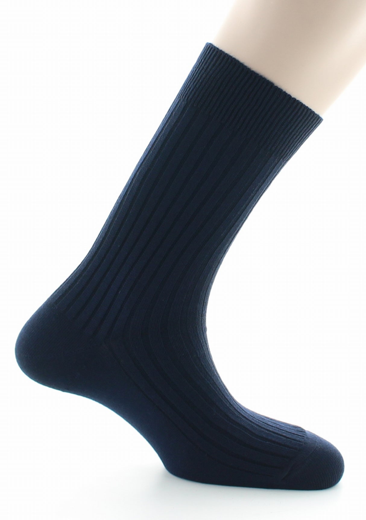 Chaussettes homme à côtes derby en pur coton fil d'Écosse MARINE