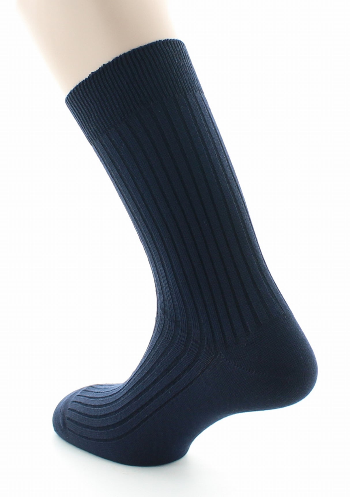 Chaussettes homme à côtes derby en pur coton fil d'Écosse MARINE