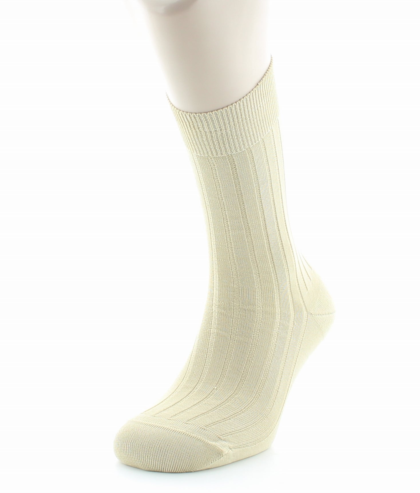 Chaussettes homme à côtes derby en pur coton fil d'Écosse SABLE