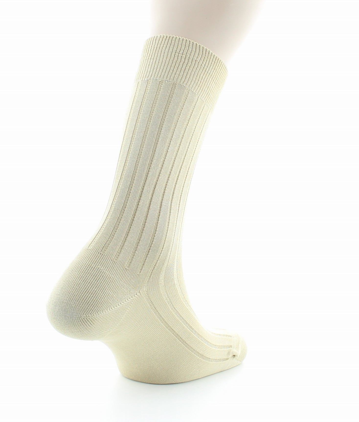 Chaussettes homme à côtes derby en pur coton fil d'Écosse SABLE