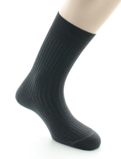 Chaussettes homme à côtes - Laine Bio GRIS FONCE