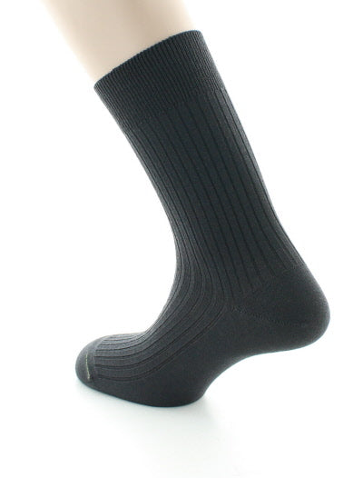 Chaussettes homme à côtes - Laine Bio GRIS FONCE