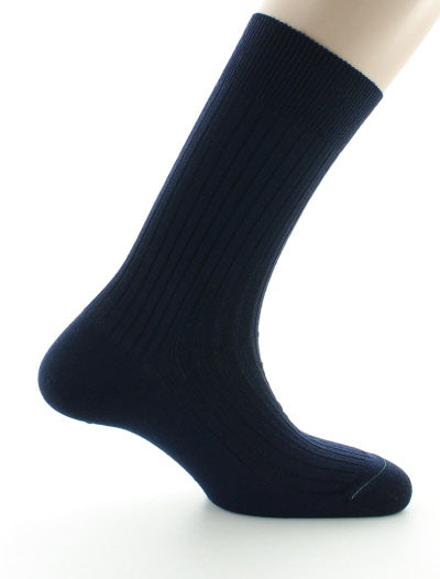 Chaussettes homme à côtes - Laine Bio MARINE