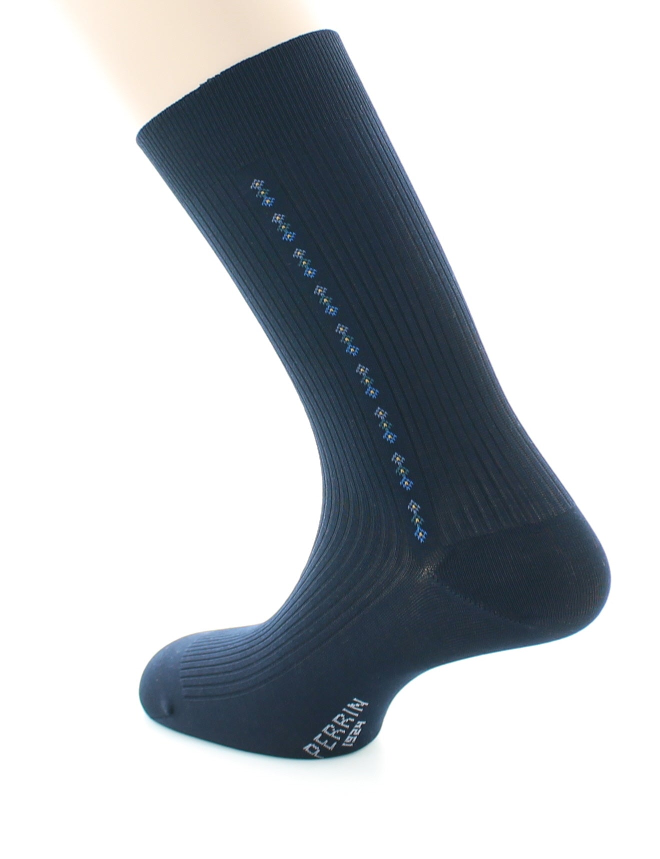 Chaussettes homme Confort Fantaisie Baguette en Coton fil d'Écosse MARINE