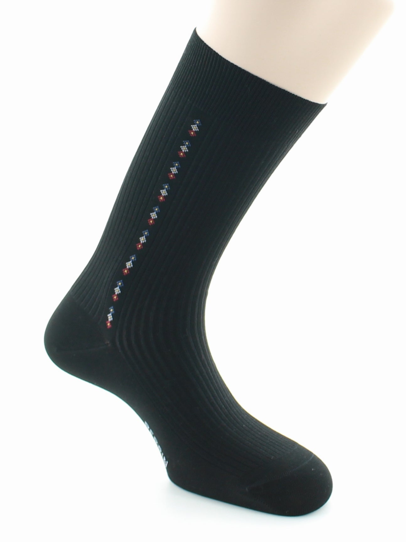 Chaussettes homme Confort Fantaisie Baguette en Coton fil d'Écosse NOIR