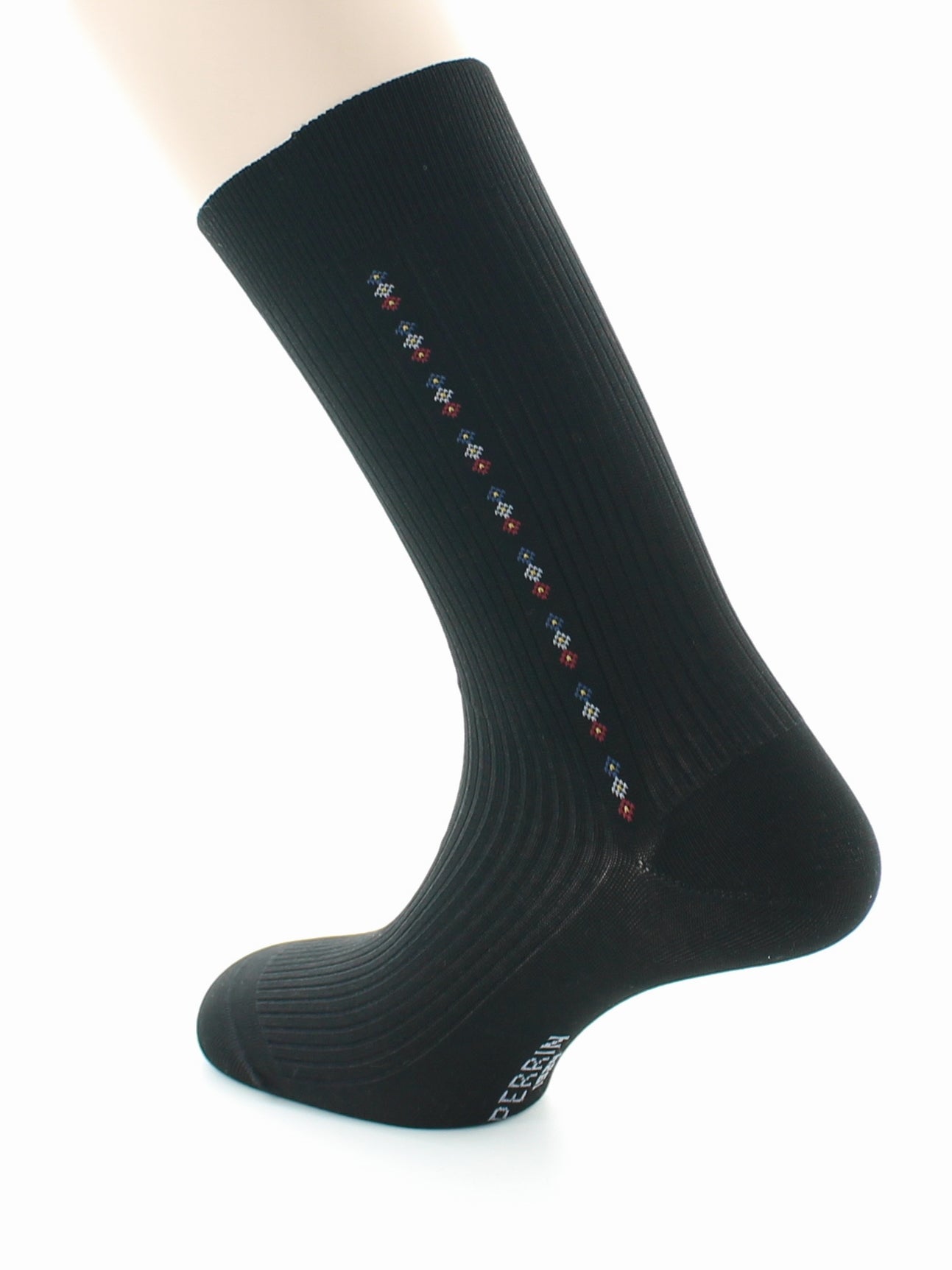 Chaussettes homme Confort Fantaisie Baguette en Coton fil d'Écosse NOIR