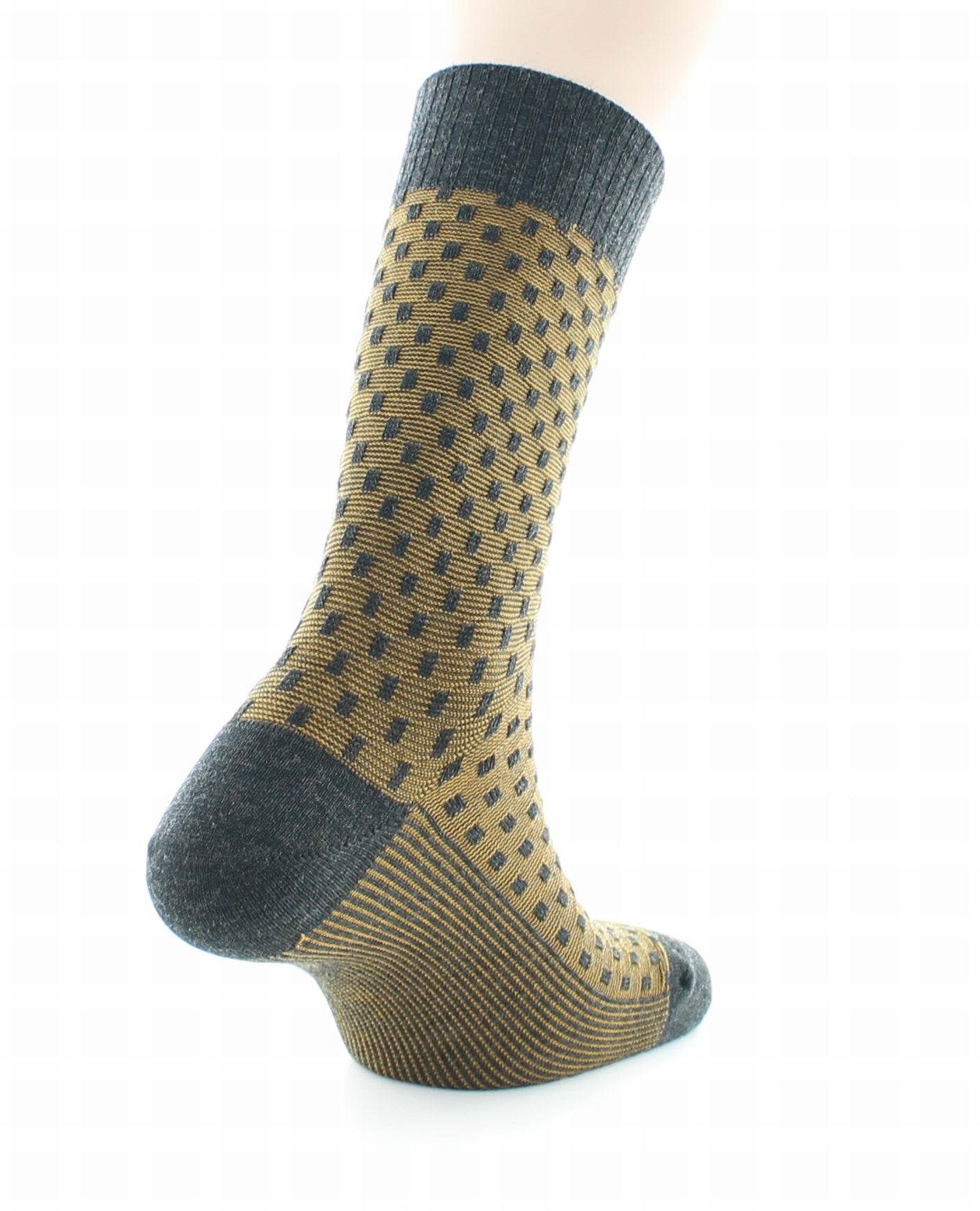 Chaussettes homme Confort Plumetis en laine peignée GRIS-OCRE