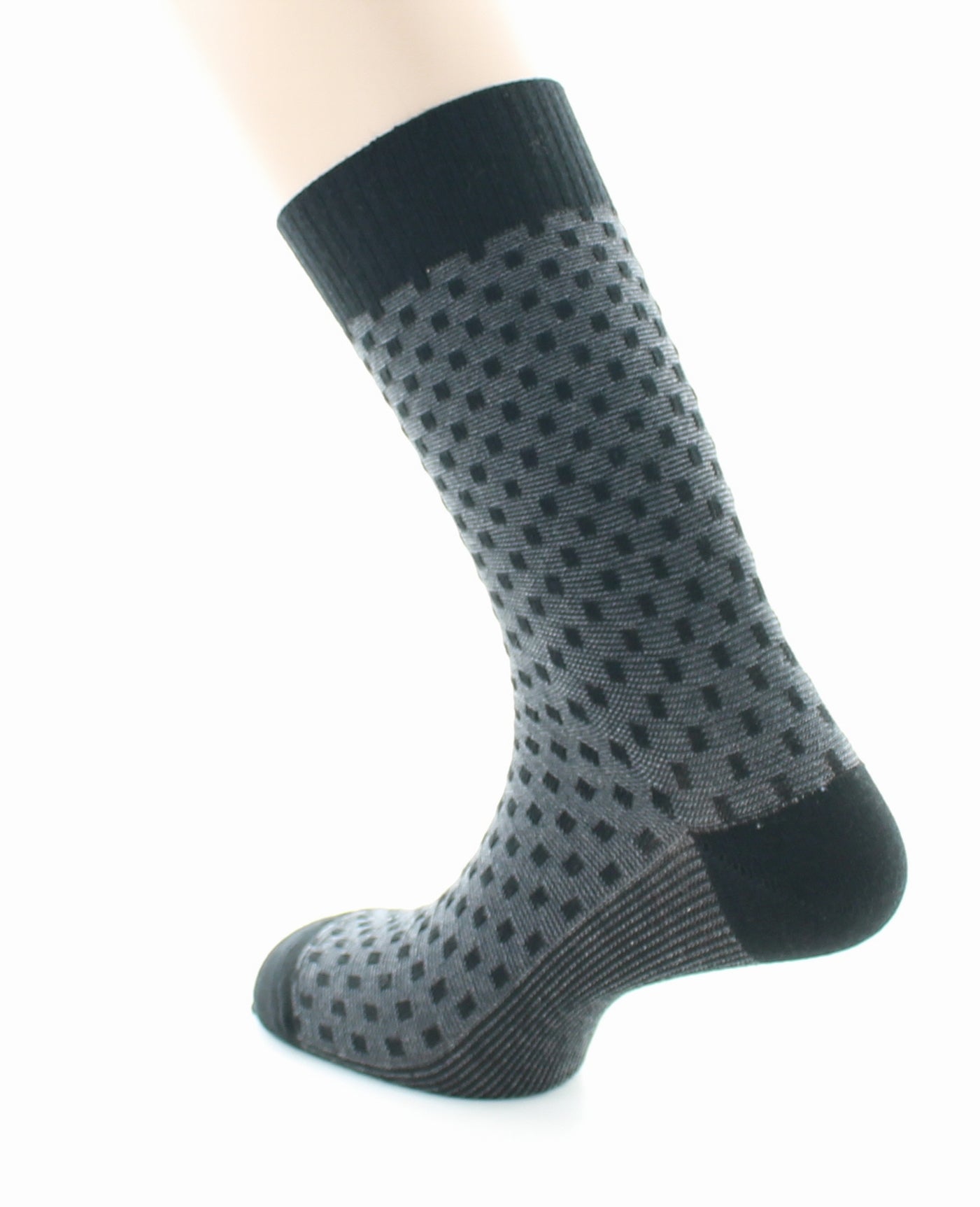 Chaussettes homme Confort Plumetis en laine peignée NOIR-GRIS