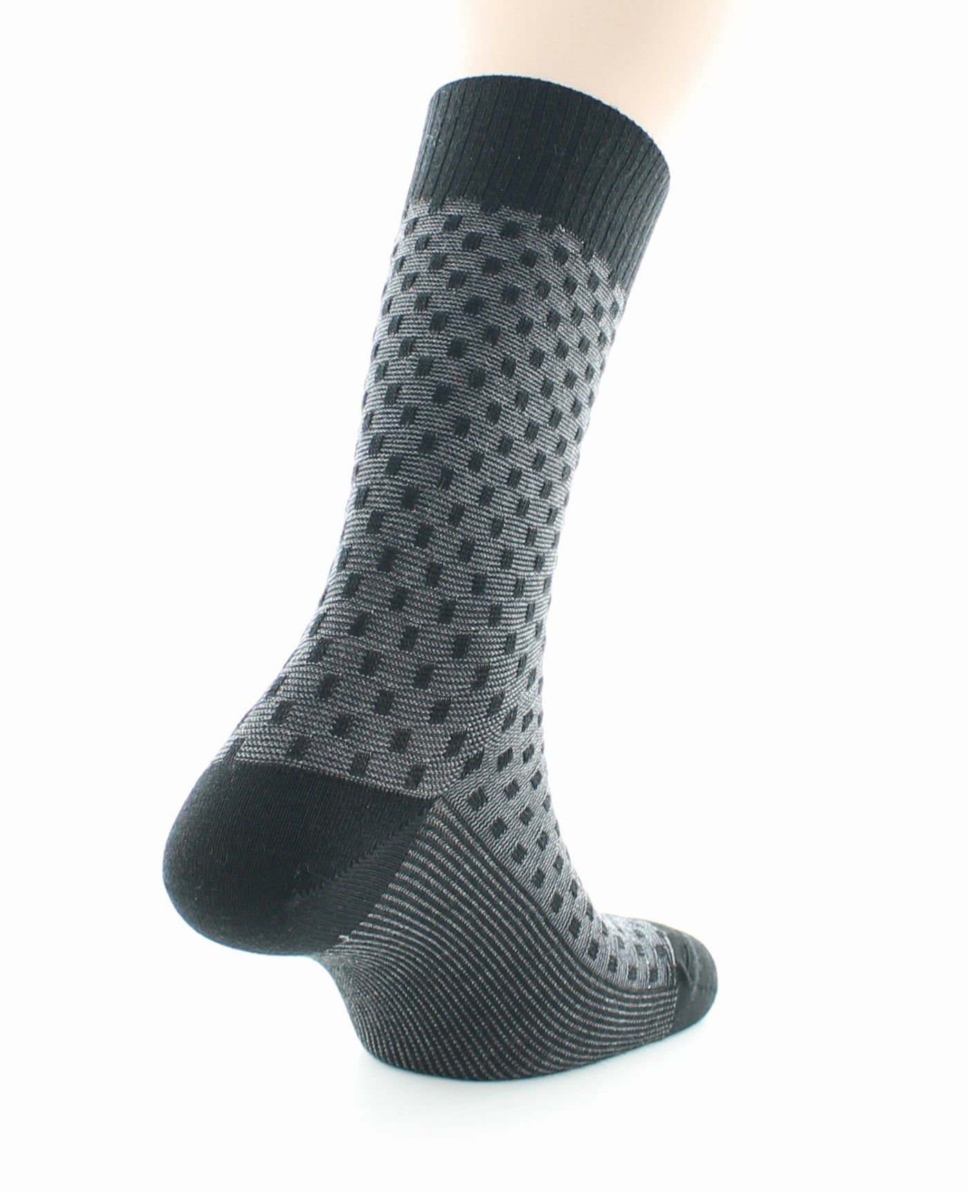 Chaussettes homme Confort Plumetis en laine peignée NOIR-GRIS