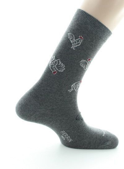 Chaussettes homme Coq en coton peigné GRIS