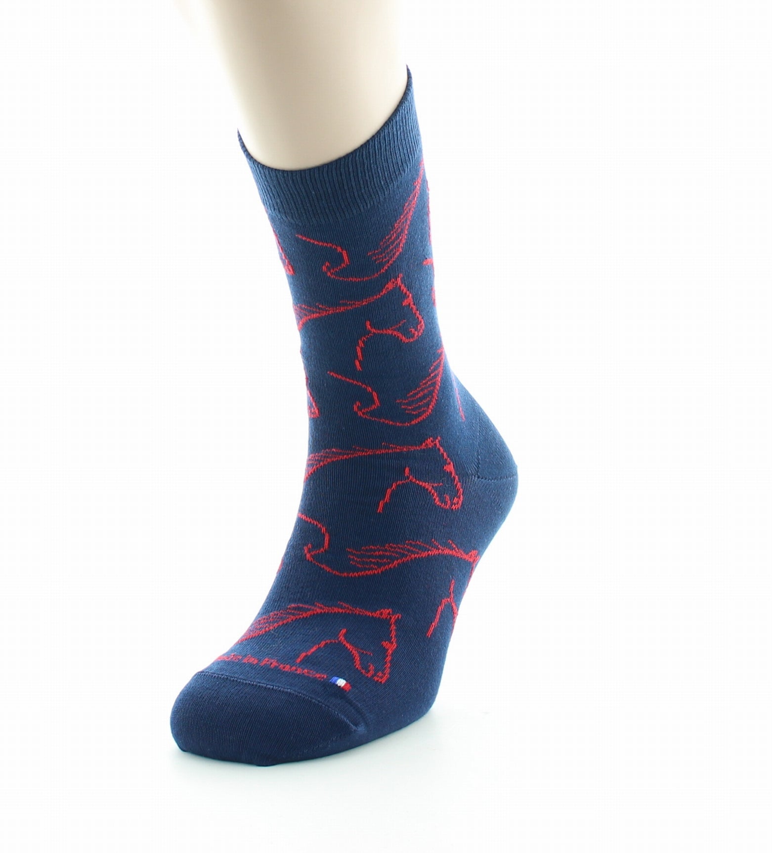 Chaussettes homme coton cheval marine BLEU MARINE