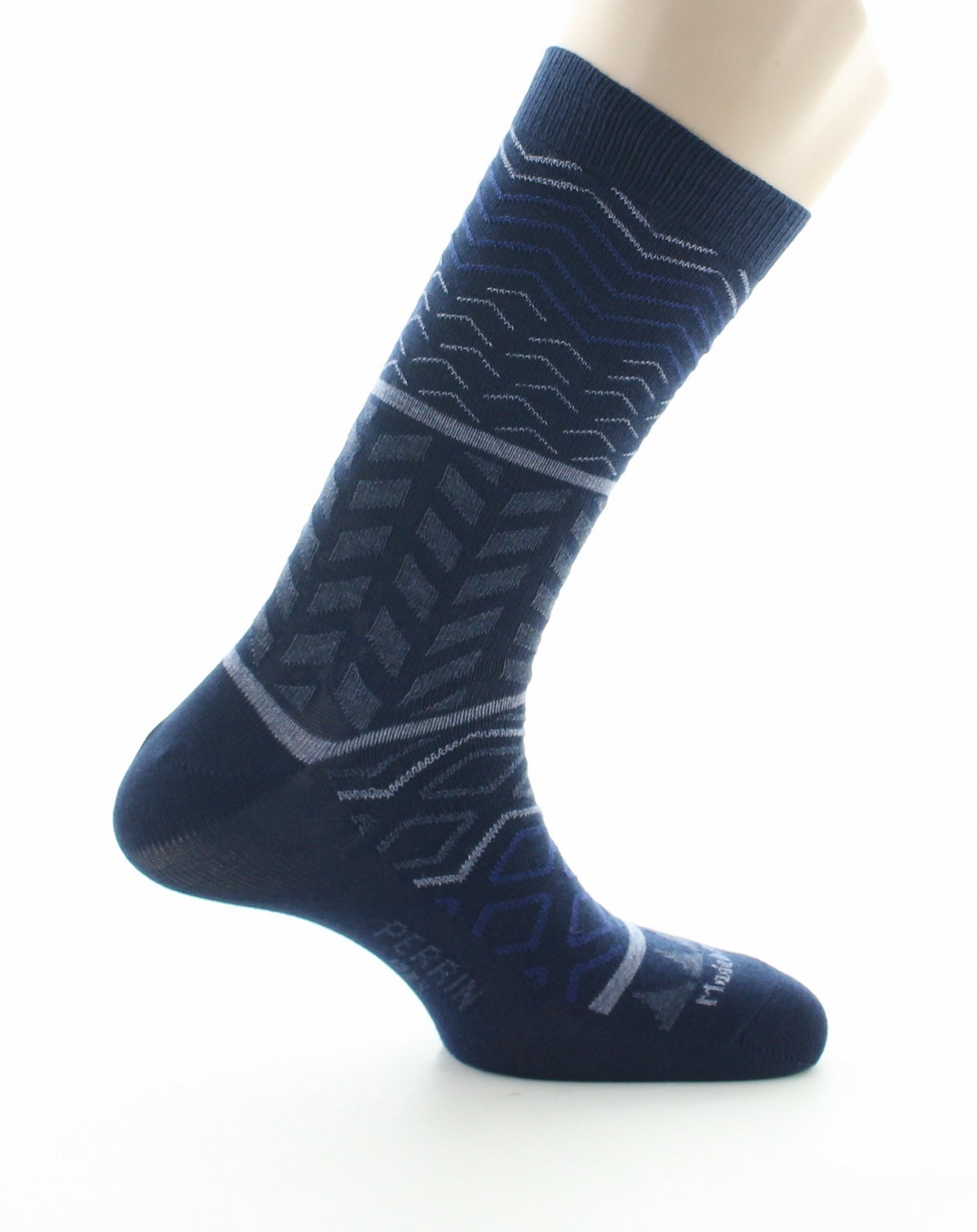 Chaussettes homme coton motifs géométriques bleu marine BLEU MARINE