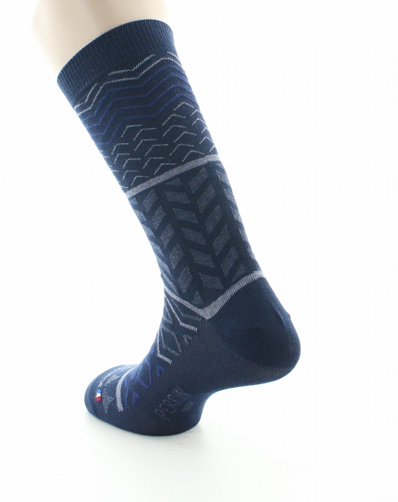 Chaussettes homme coton motifs géométriques bleu marine BLEU MARINE