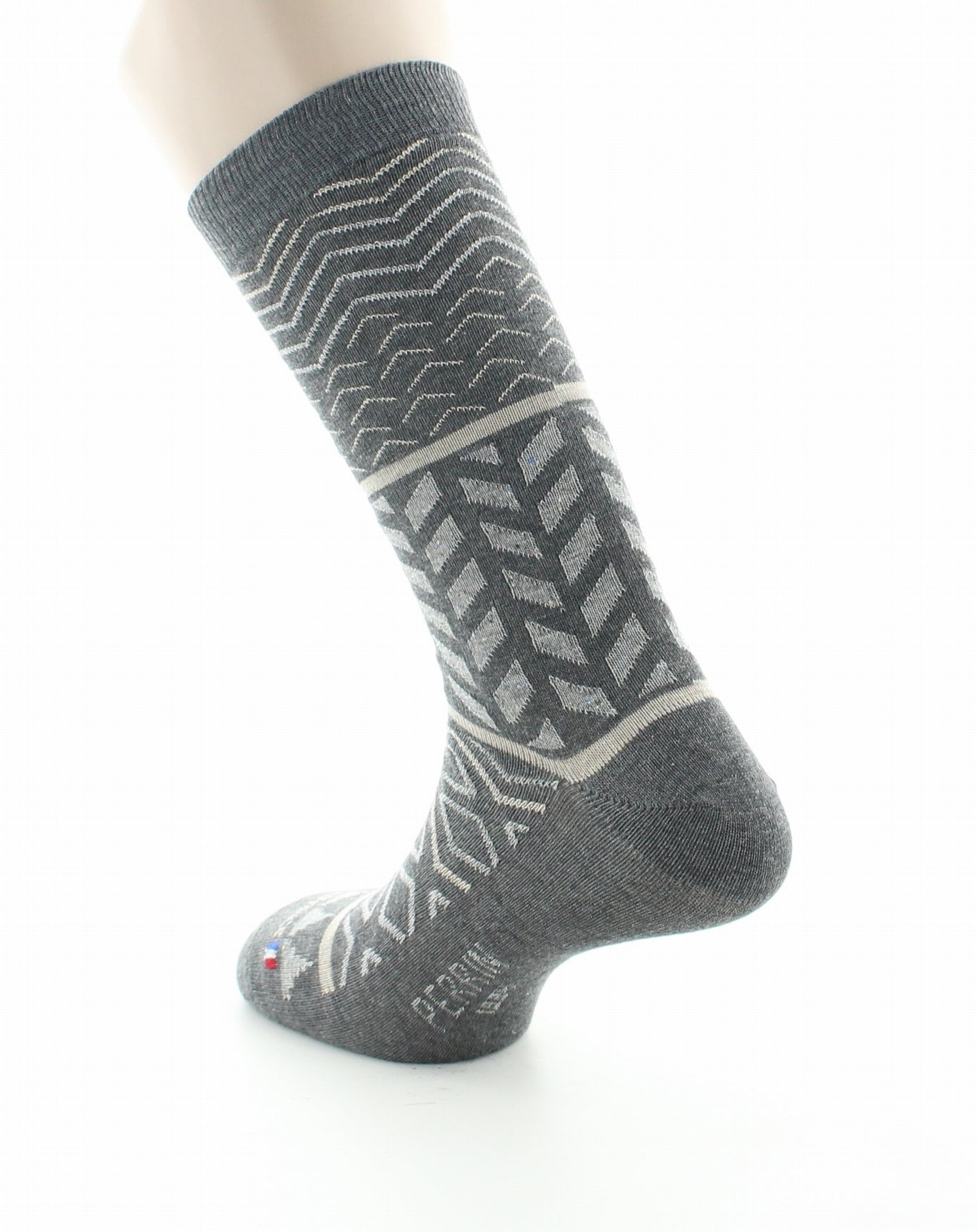 Chaussettes homme coton motifs géométriques gris moyen GRIS MOYEN