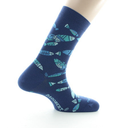 Chaussettes homme coton poissons bleus BLEU