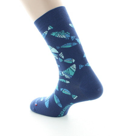 Chaussettes homme coton poissons bleus BLEU