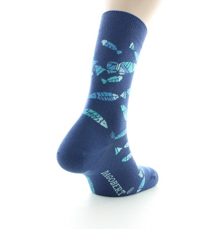 Chaussettes homme coton poissons bleus BLEU