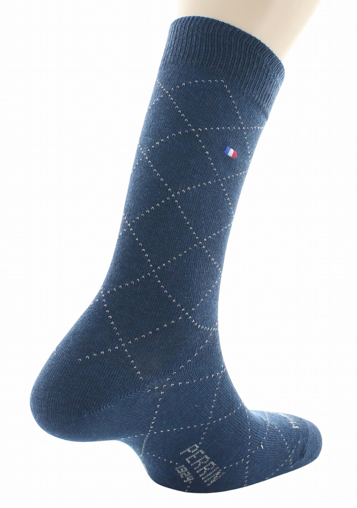 Chaussettes homme en coton à losanges Marine et Écru - Perrin 1924 MARINE