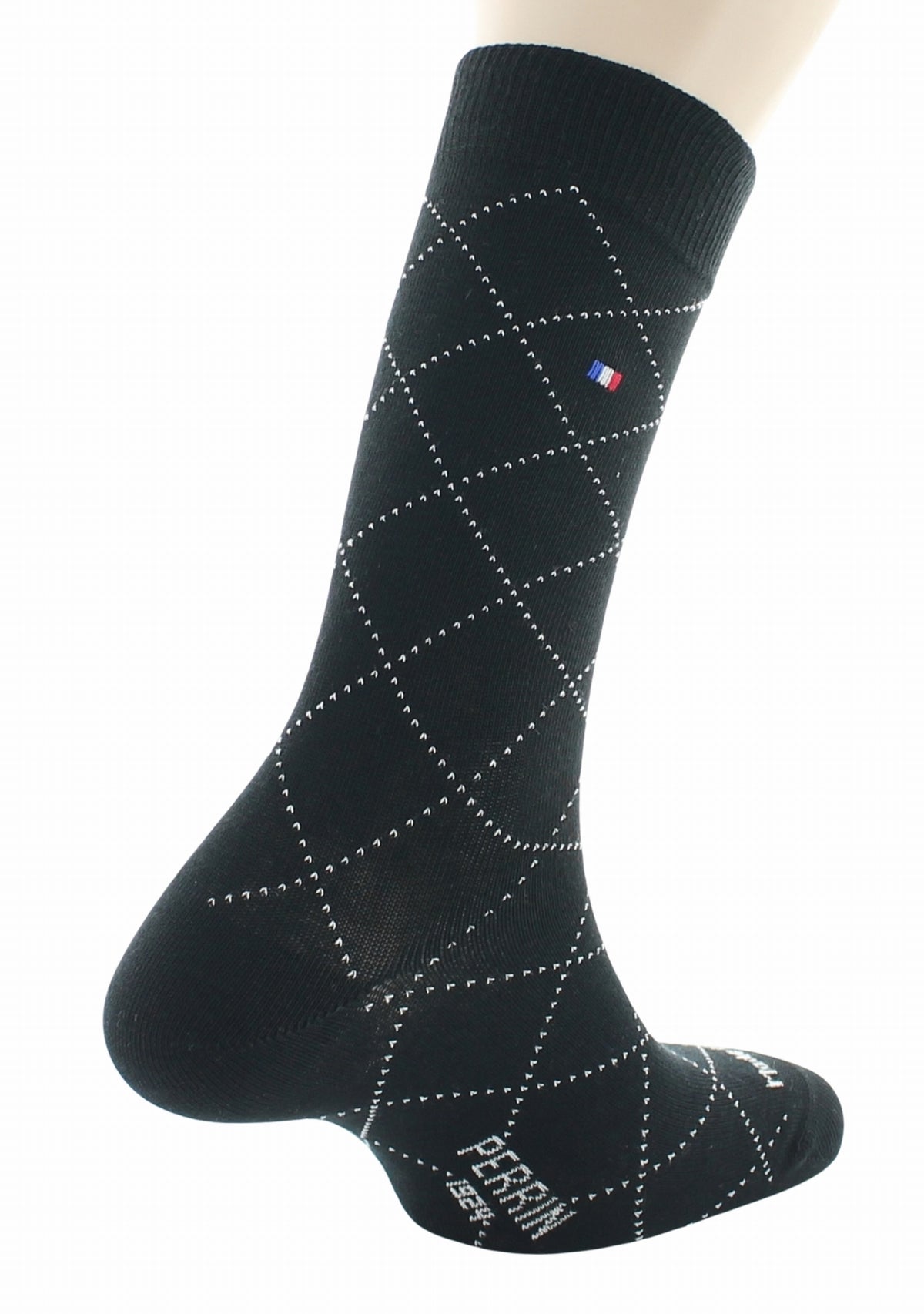 Chaussettes homme en coton à losanges Noir - Perrin 1924 NOIR