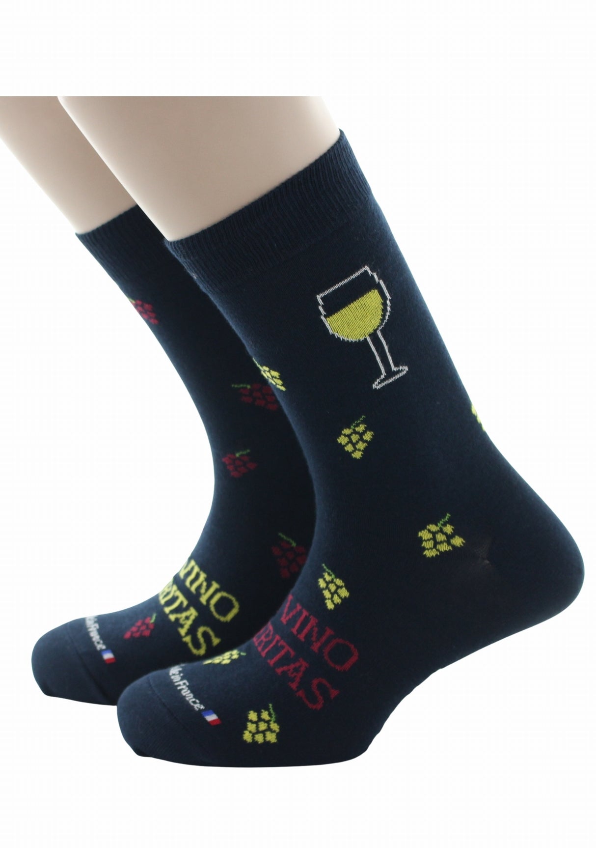 Chaussettes homme en coton Dagobert Vin "In Vino Veritas" MARINE