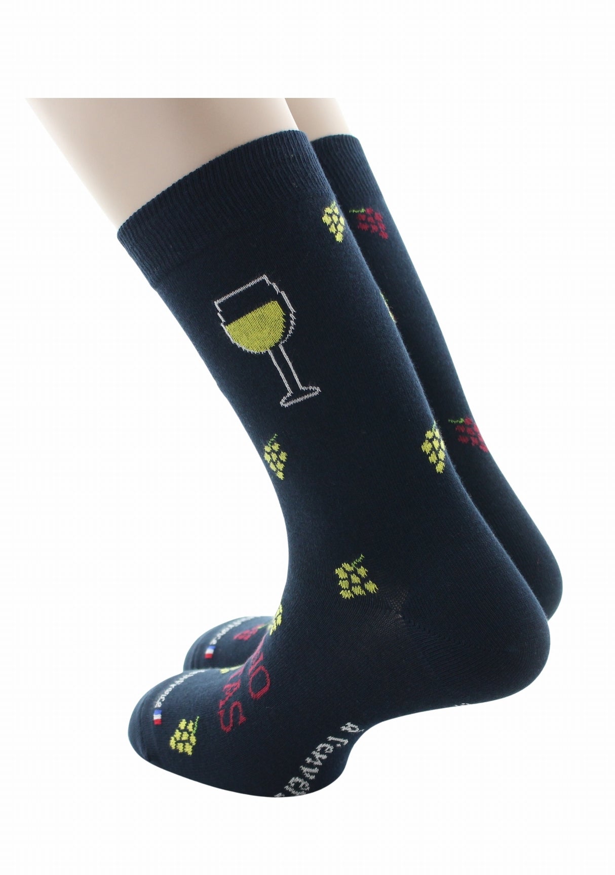 Chaussettes homme en coton Dagobert Vin "In Vino Veritas" MARINE