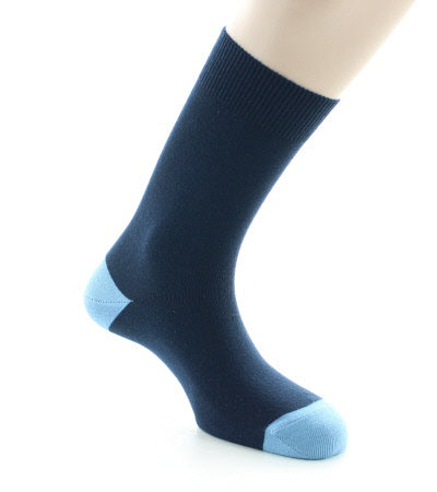 Chaussettes homme en coton marine et bleu BLEU MARINE