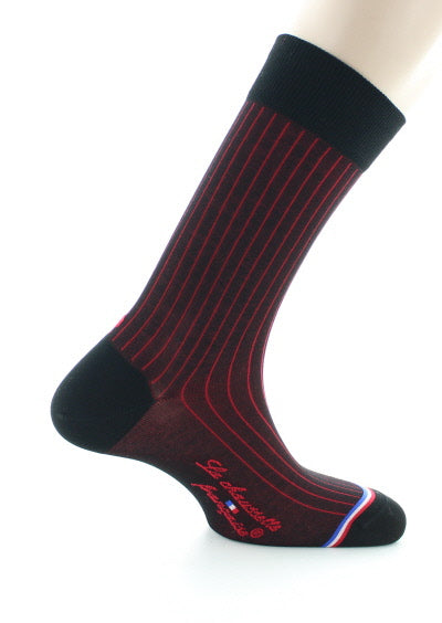 Chaussettes homme en fil d'Écosse Matignon Noir/Rouge NOIR