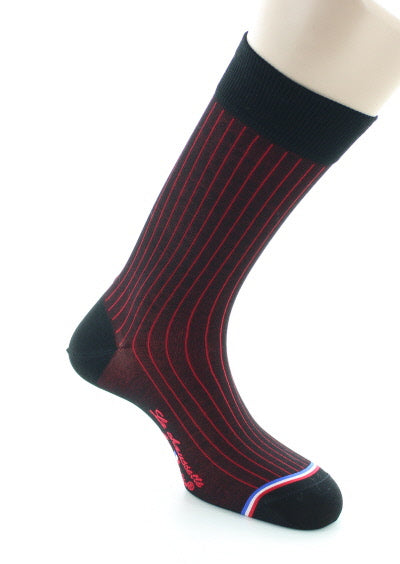 Chaussettes homme en fil d'Écosse Matignon Noir/Rouge NOIR
