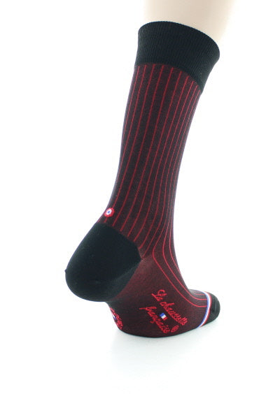 Chaussettes homme en fil d'Écosse Matignon Noir/Rouge NOIR