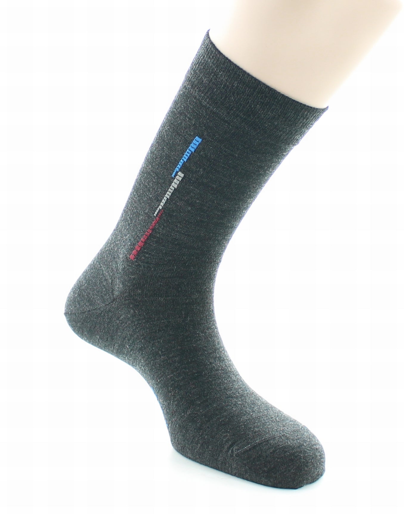 Chaussettes homme fantaisie baguette en laine peignée ANTHRACITE