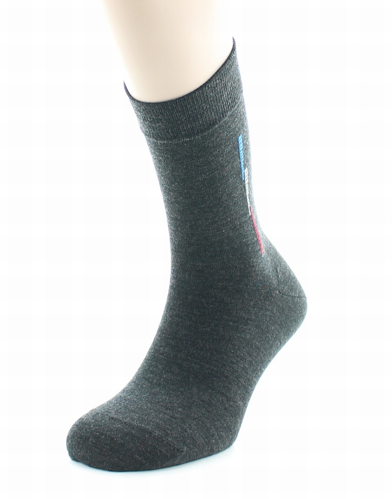 Chaussettes homme fantaisie baguette en laine peignée ANTHRACITE