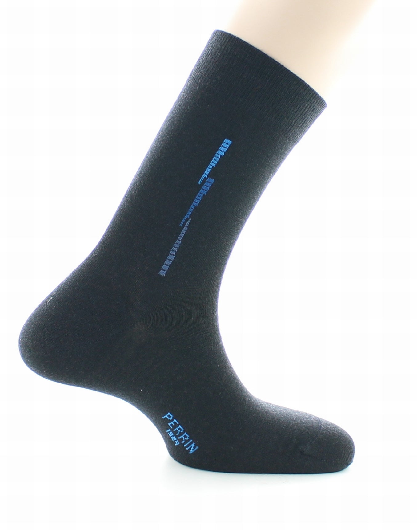 Chaussettes homme fantaisie baguette en laine peignée MARINE