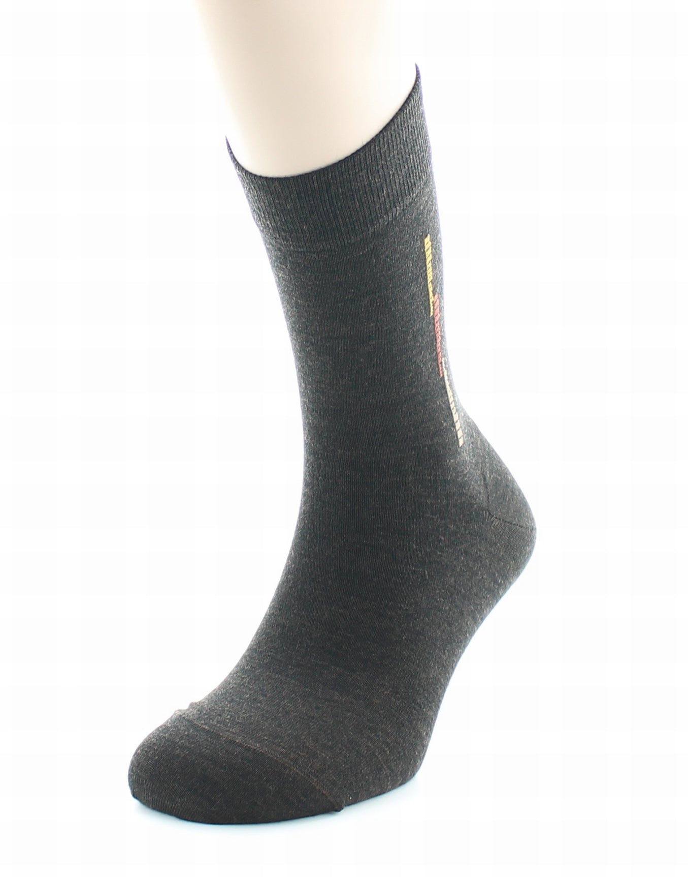 Chaussettes homme fantaisie baguette en laine peignée MARRON