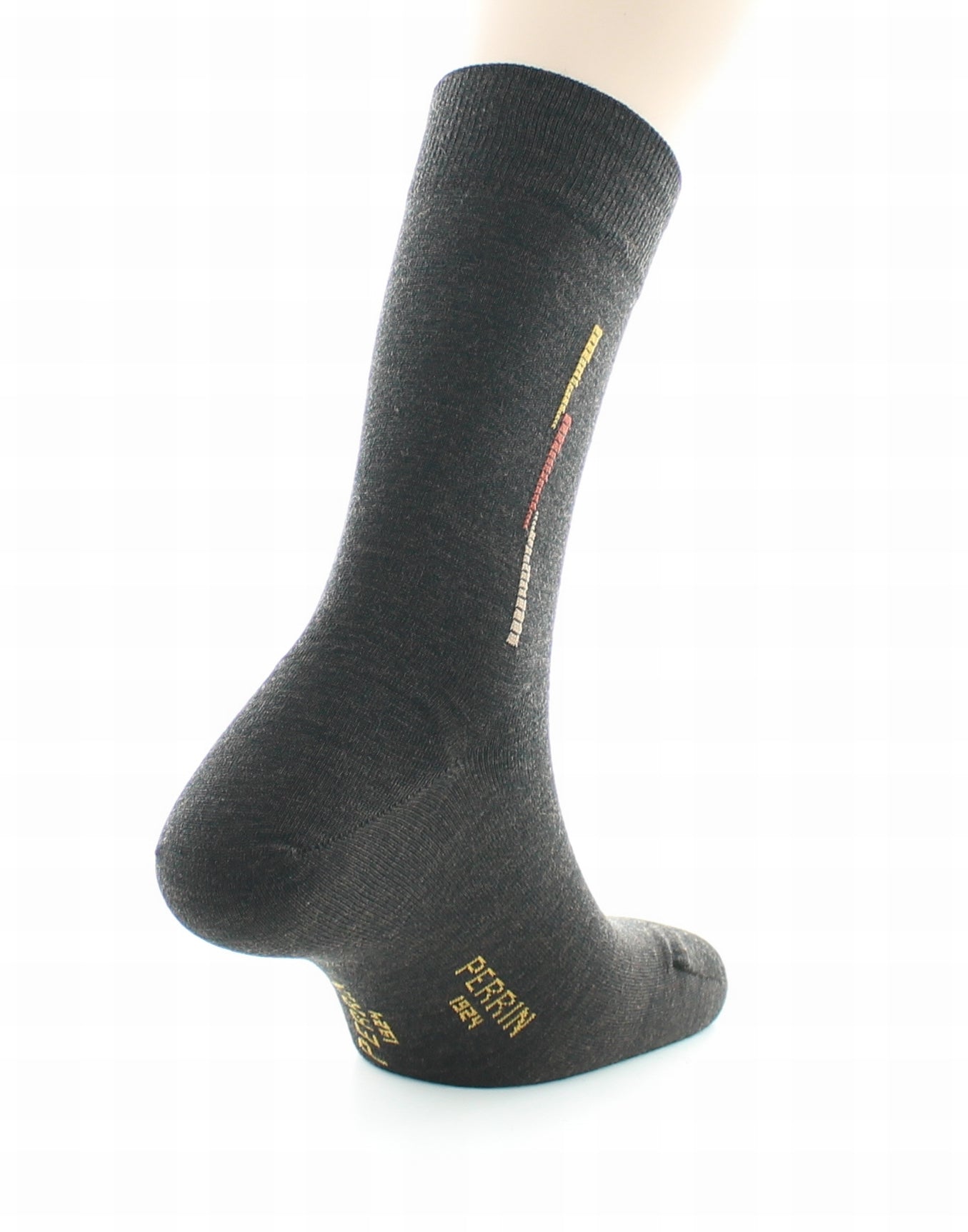 Chaussettes homme fantaisie baguette en laine peignée MARRON