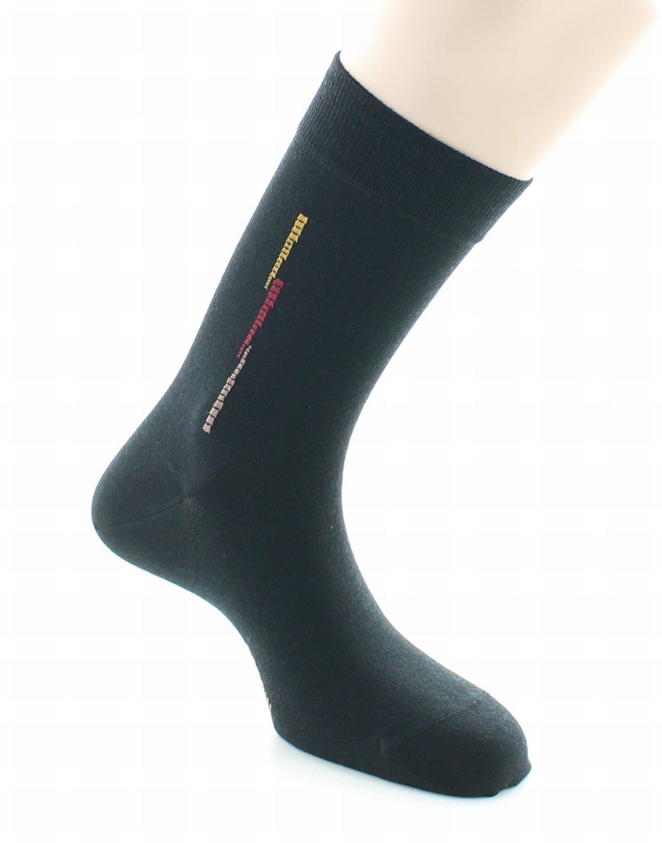 Chaussettes homme fantaisie baguette en laine peignée NOIR