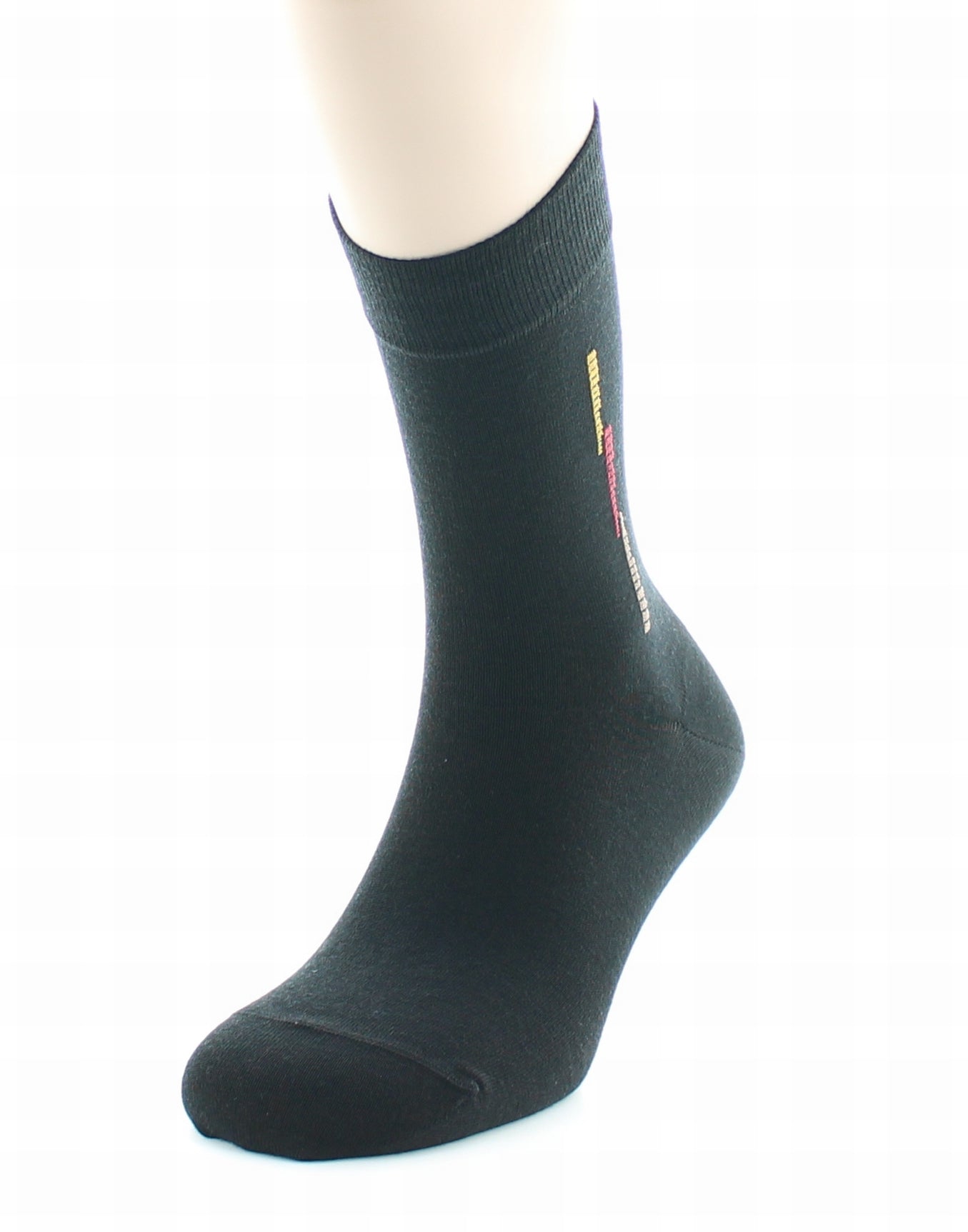 Chaussettes homme fantaisie baguette en laine peignée NOIR