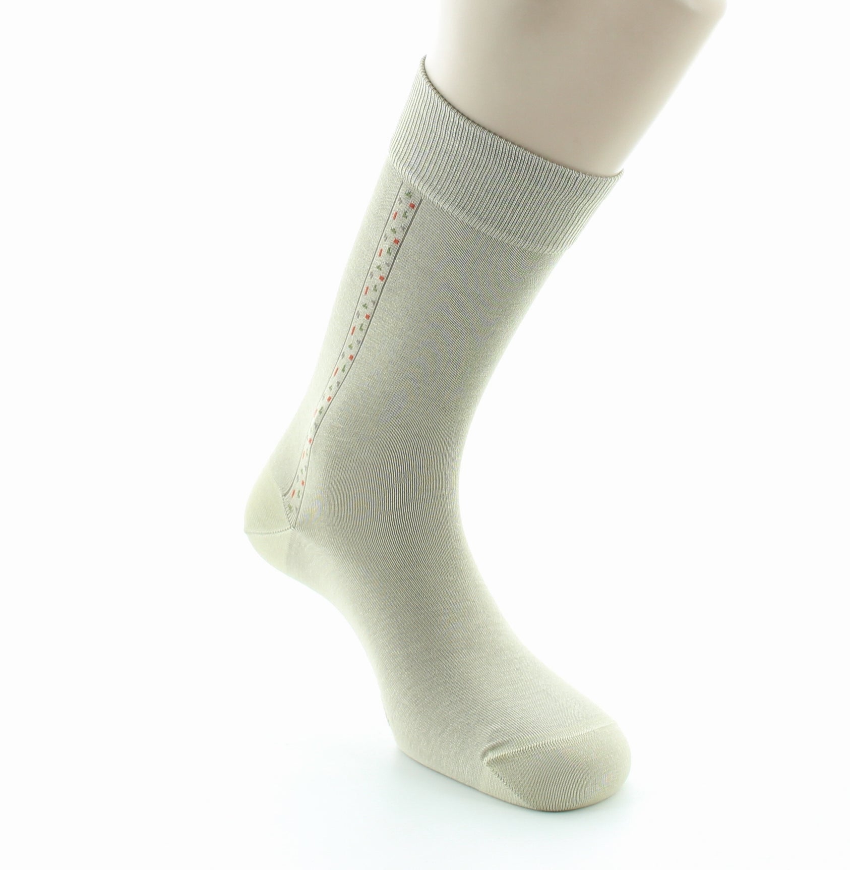 Chaussettes homme fantaisie baguette plumetis en coton fil d'Écosse TILLEUL