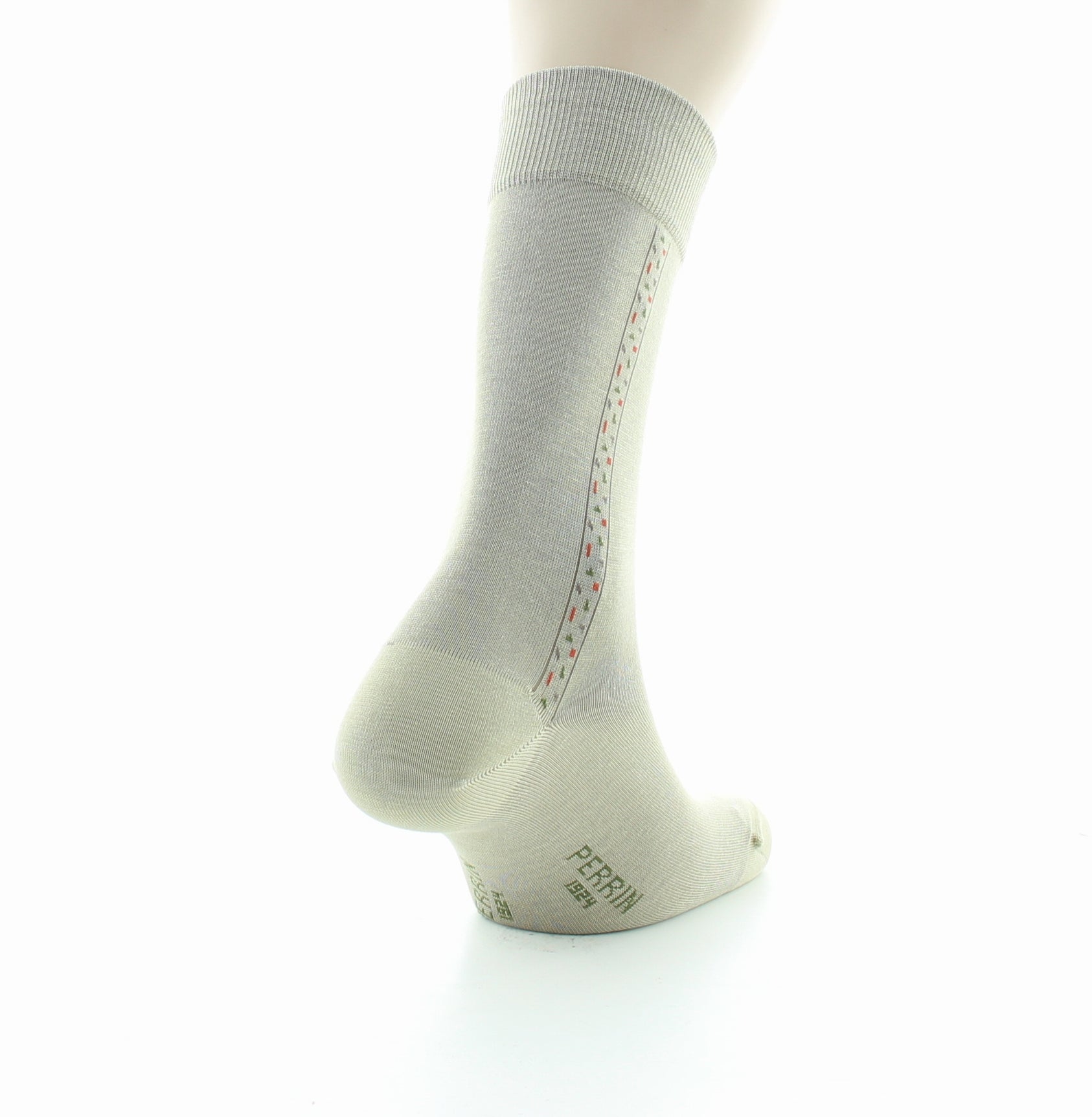 Chaussettes homme fantaisie baguette plumetis en coton fil d'Écosse TILLEUL