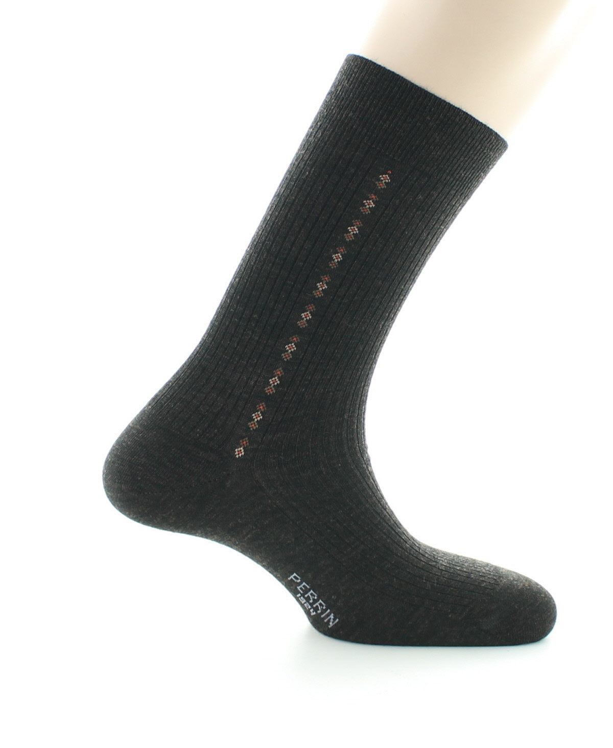 Chaussettes Homme Fantaisie Sans élastique Baguette Laine Peignée MARRON