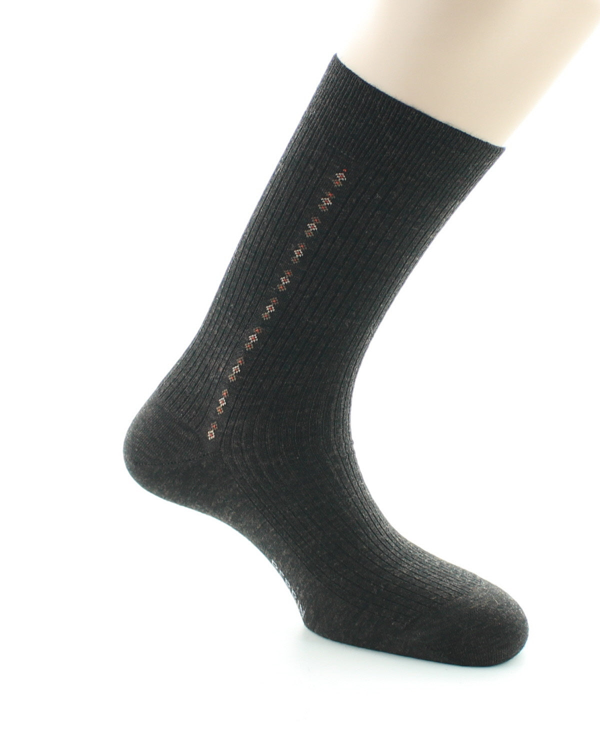 Chaussettes Homme Fantaisie Sans élastique Baguette Laine Peignée MARRON