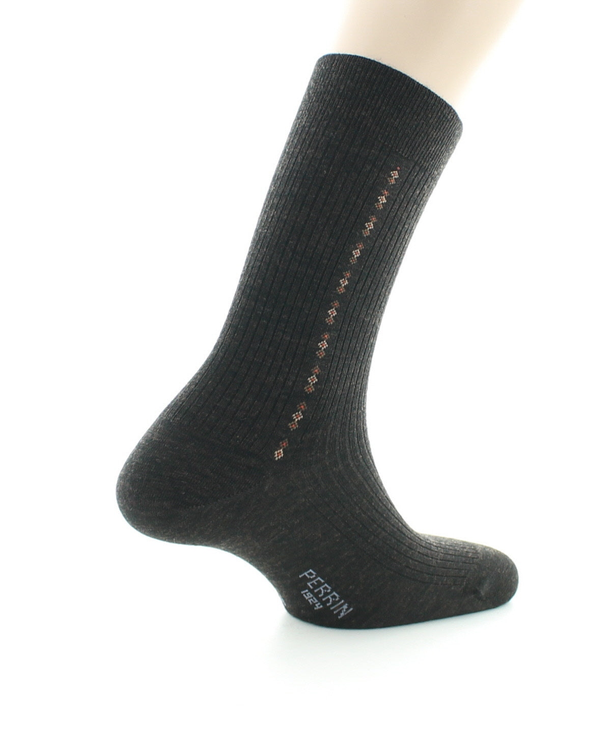 Chaussettes Homme Fantaisie Sans élastique Baguette Laine Peignée MARRON