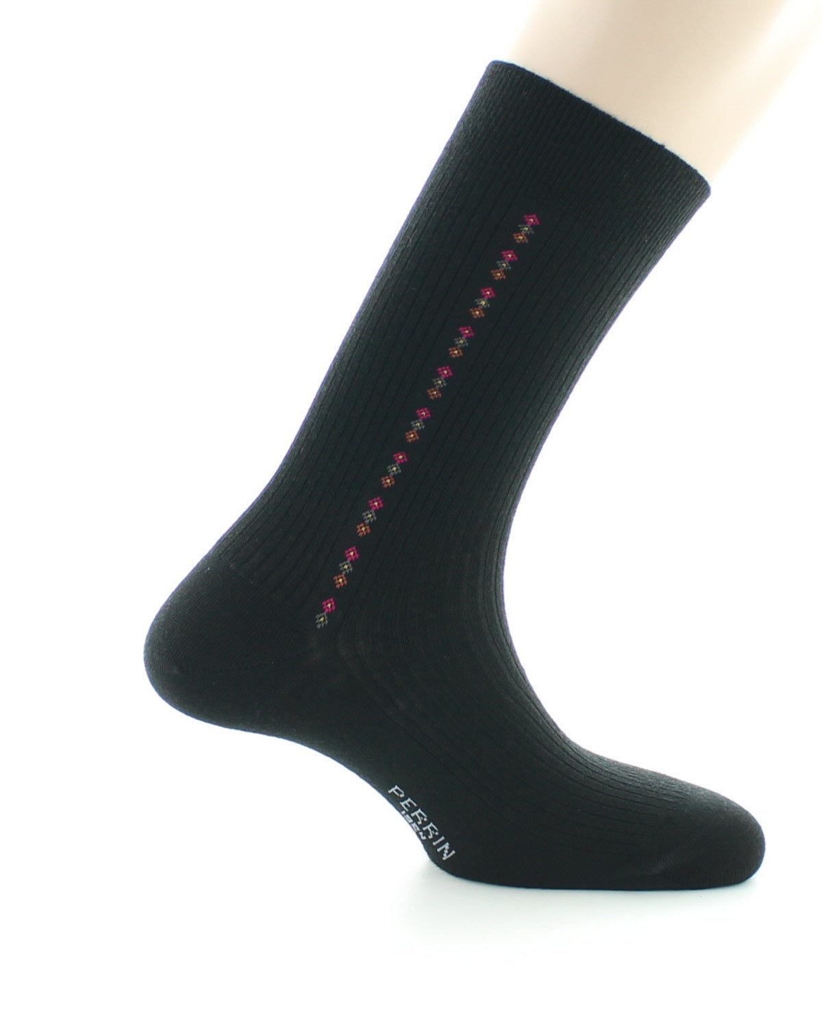 Chaussettes Homme Fantaisie Sans élastique Baguette Laine Peignée NOIR