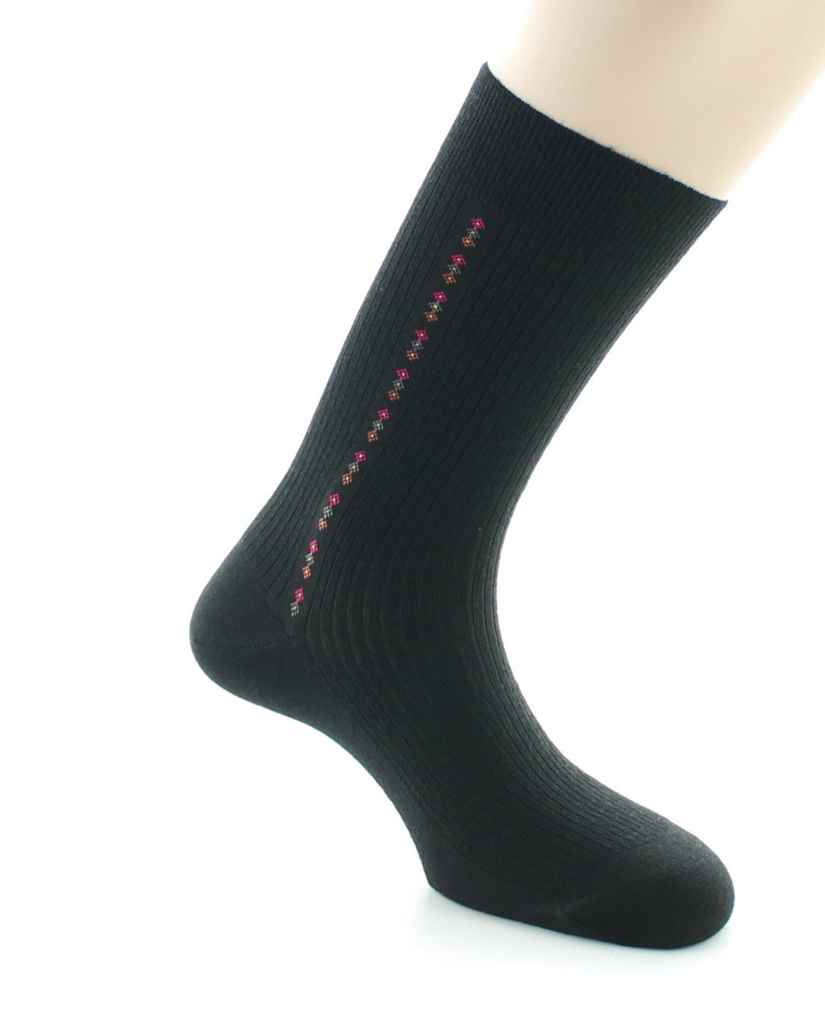 Chaussettes Homme Fantaisie Sans élastique Baguette Laine Peignée NOIR