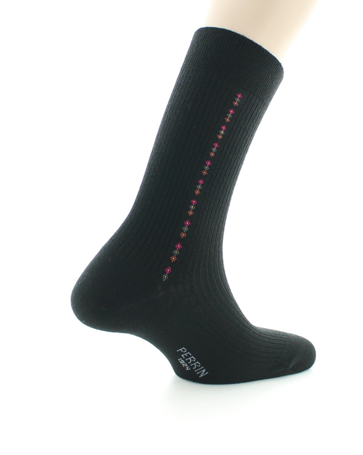 Chaussettes Homme Fantaisie Sans élastique Baguette Laine Peignée NOIR