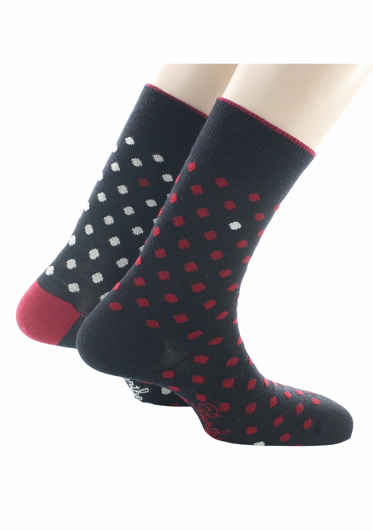 Chaussettes homme laine Berthe Pois dépareillées NOIR/ROUGE
