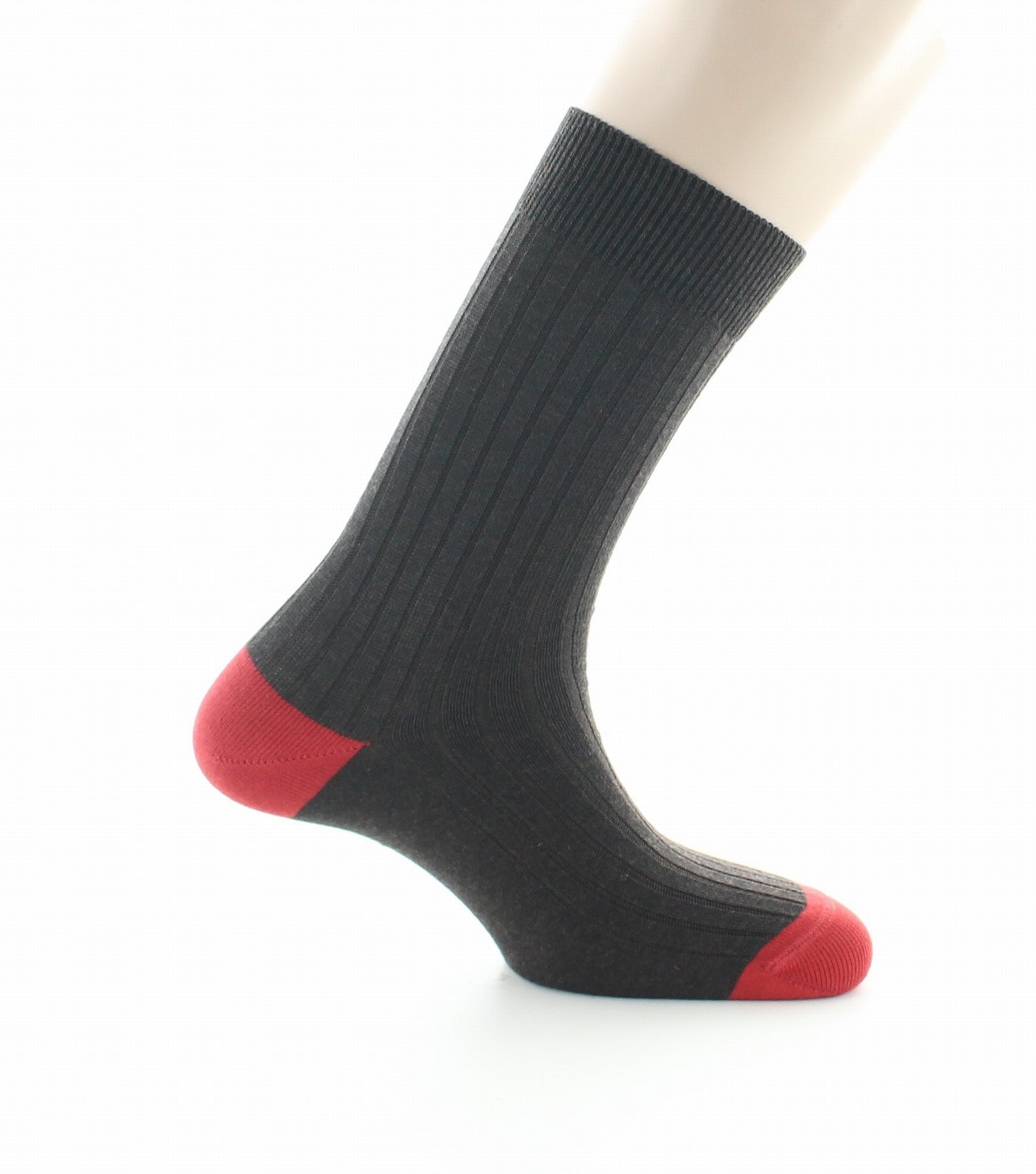 Chaussettes homme laine peignée marron et rouge MARRON/ROUGE